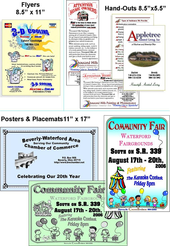 we print flyers, posters and placemats in a variety of sizes.